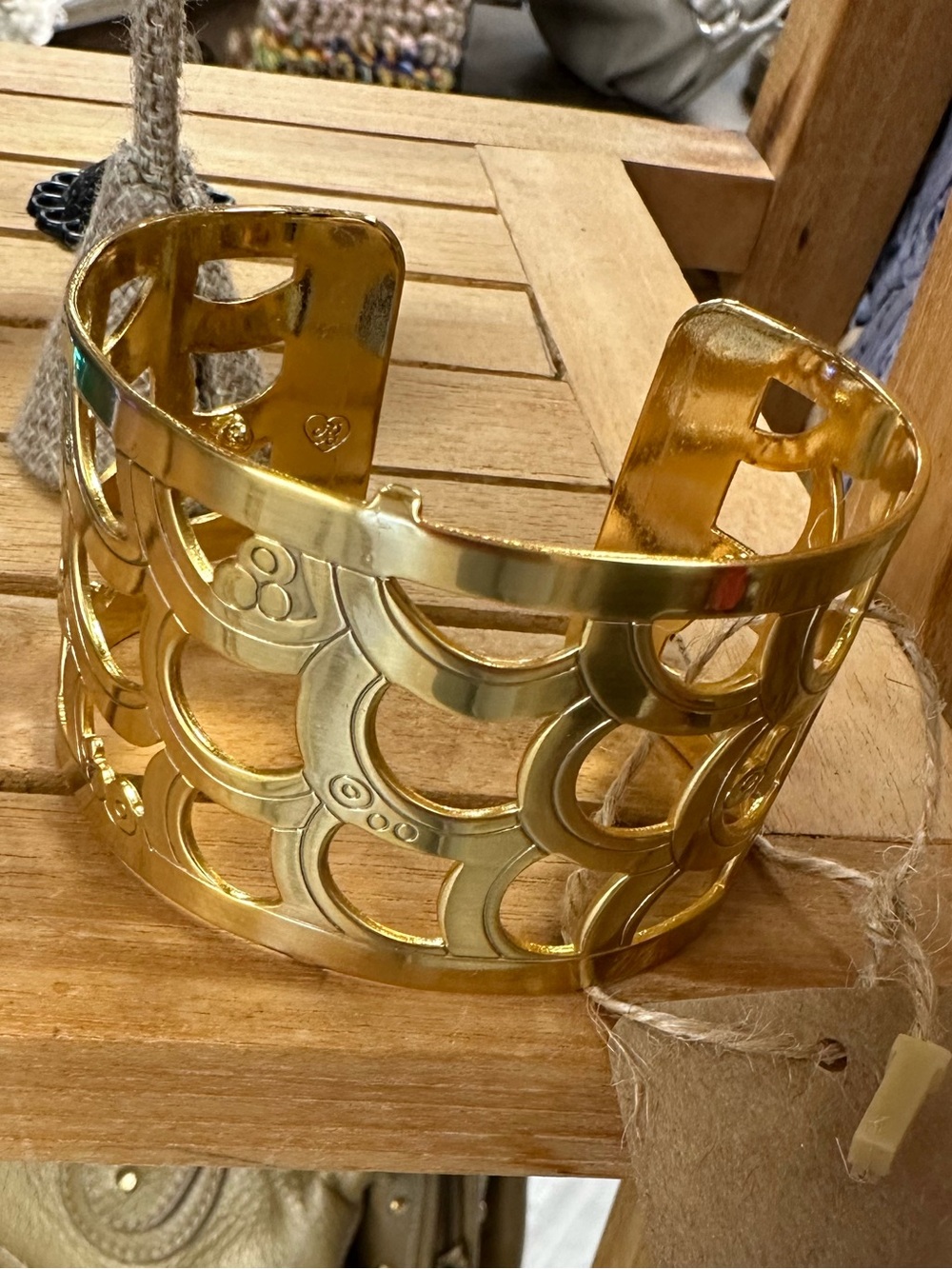Brighton Gold Tone Openwork Cuff Bracelet Wide Statement Bracelet